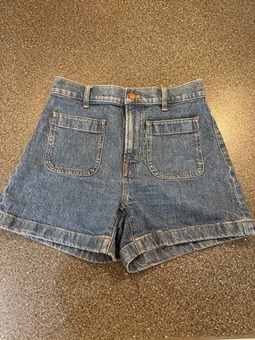 Madewell Vintage-Inspired High-Rise Blue Denim Shorts - size 27